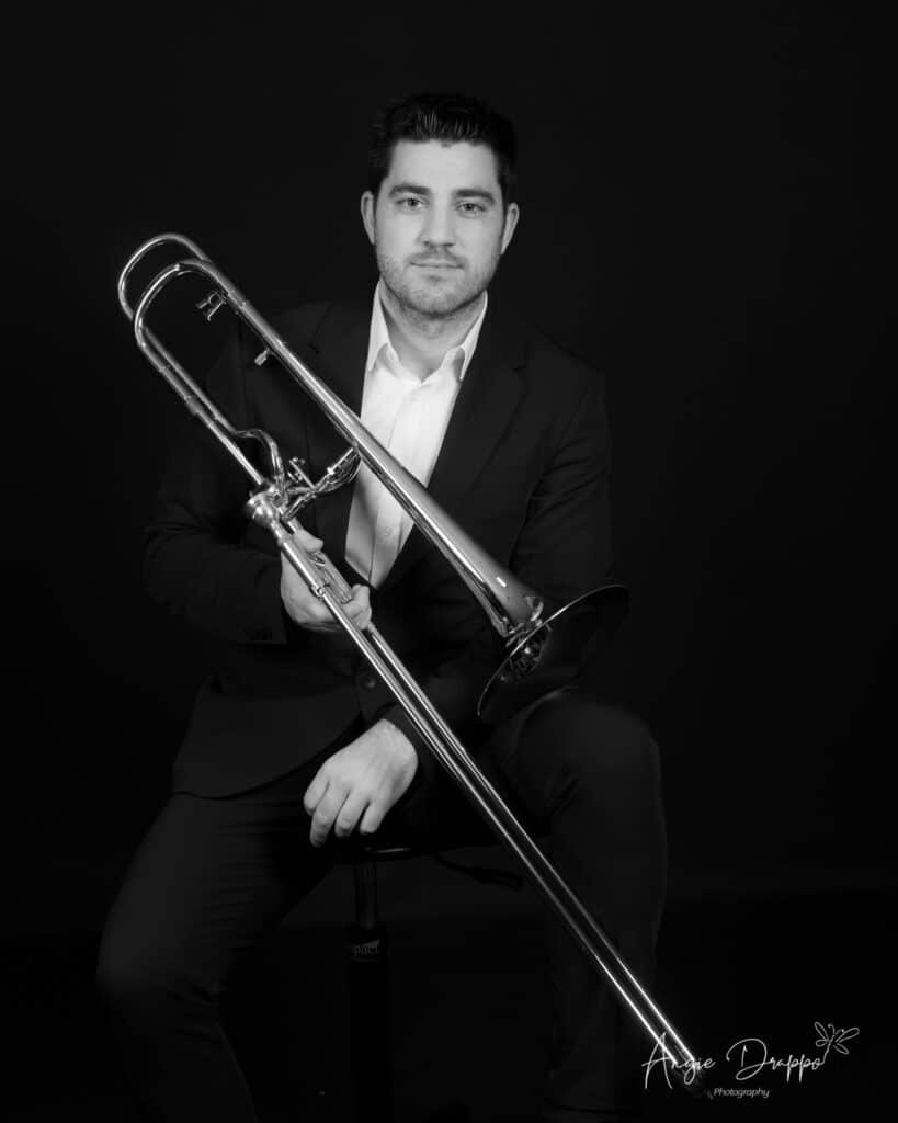 angie drappo portraits trombone bw 01